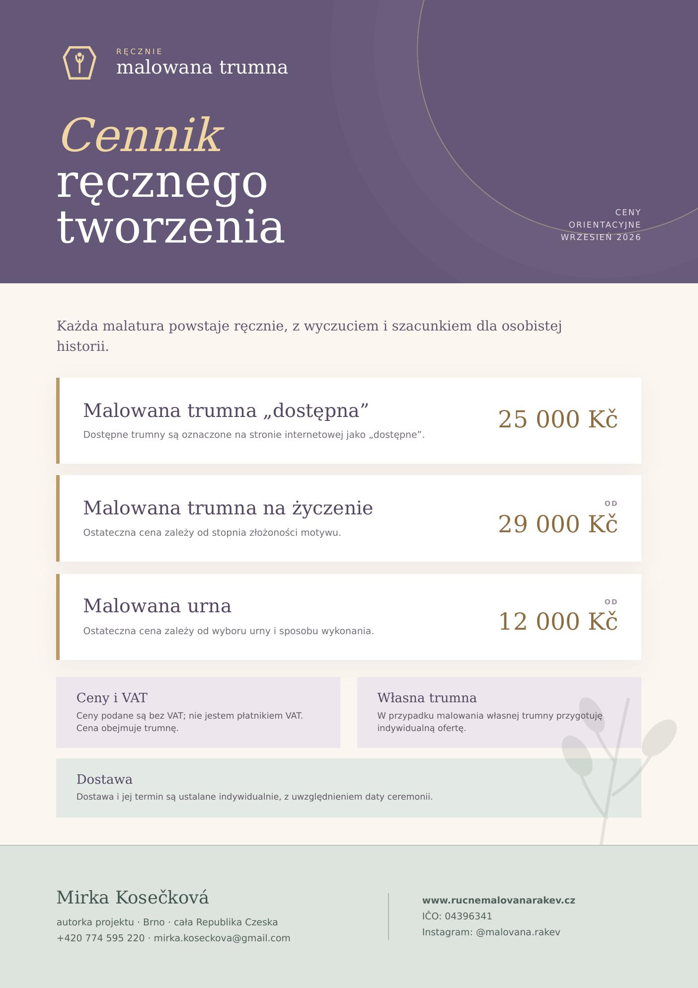 Náhled polské verze ceníku Malowana trumna