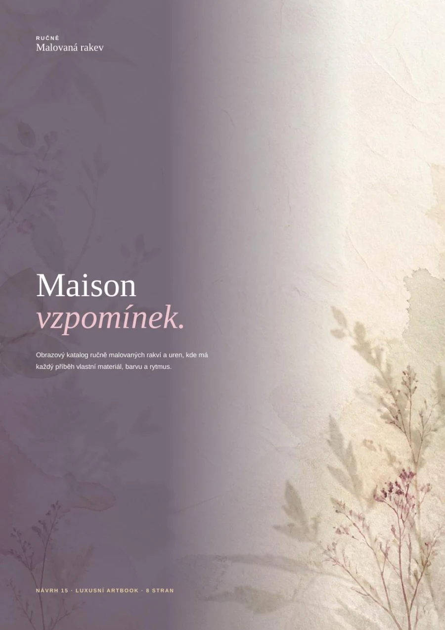 Titulní strana osmistránkového katalogu Maison vzpomínek