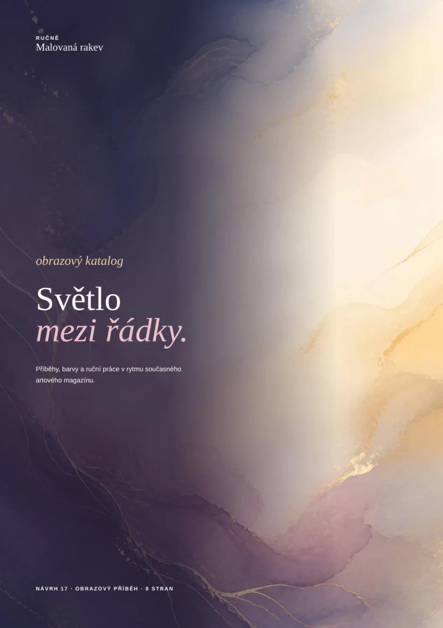 Titulní strana osmistránkového katalogu Světlo mezi řádky